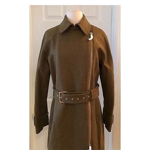 Women's Belted Coat - Olive Green - Picture 2 of 4